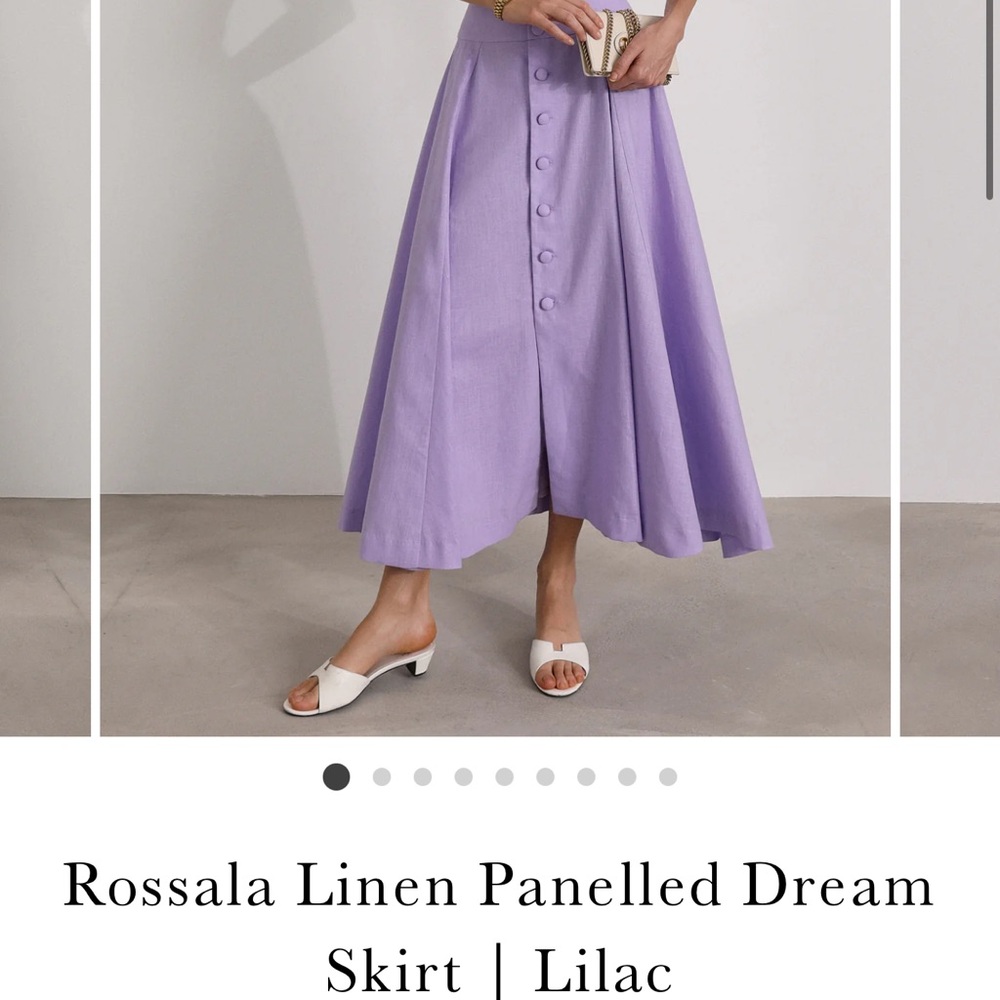VITA GRACE Rossala Lilac Linen Panelled Skirt